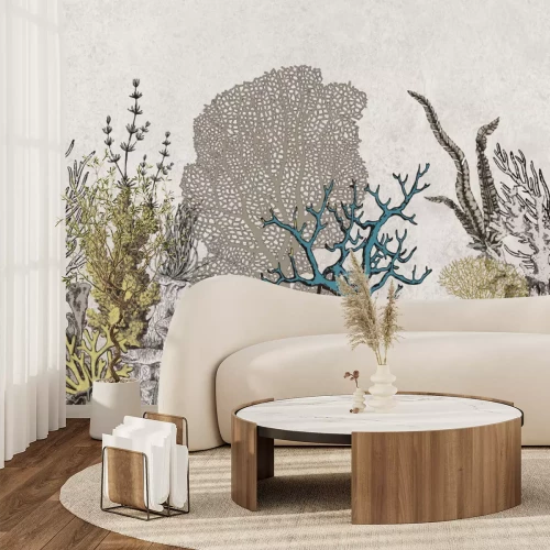 Fototapete Korallenmeermuster auf strukturiertem Hintergrund