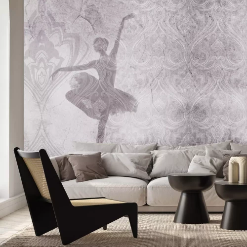 Fototapete Balletttänzerin auf ornamentalem Hintergrund