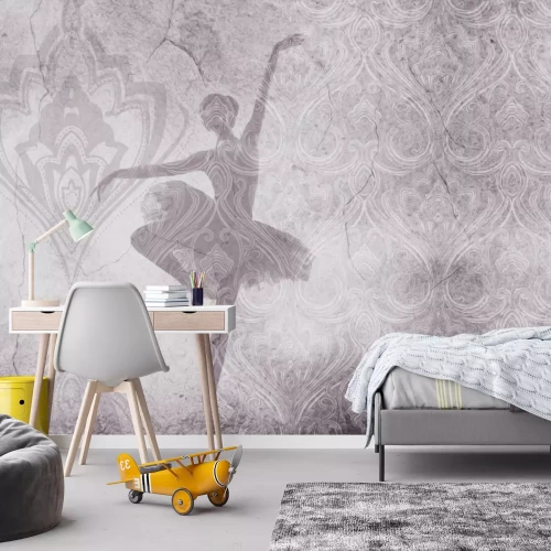 Fototapete Balletttänzerin auf ornamentalem Hintergrund