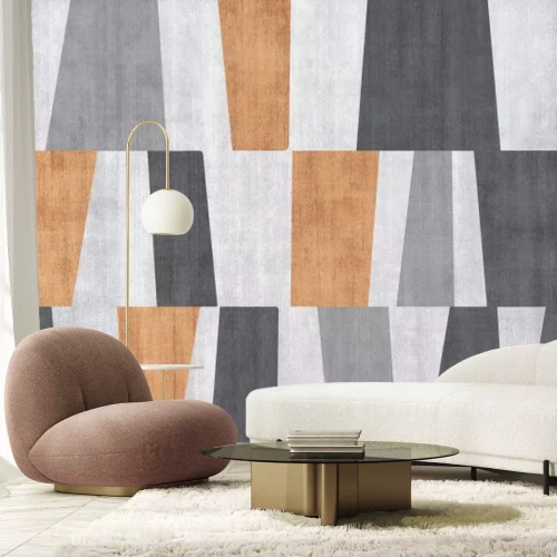 Fototapete Orange und graues geometrisches Muster mit Textur