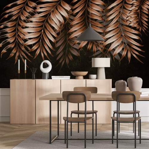 Fototapete Herbstblätter auf schwarzem Hintergrund