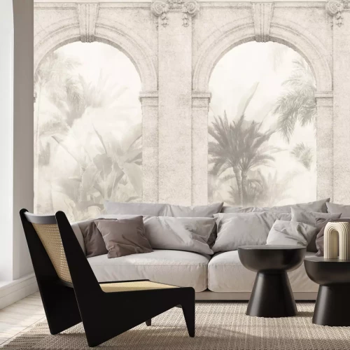Fototapete Architektonische Bögen und tropische Pflanzenlandschaft