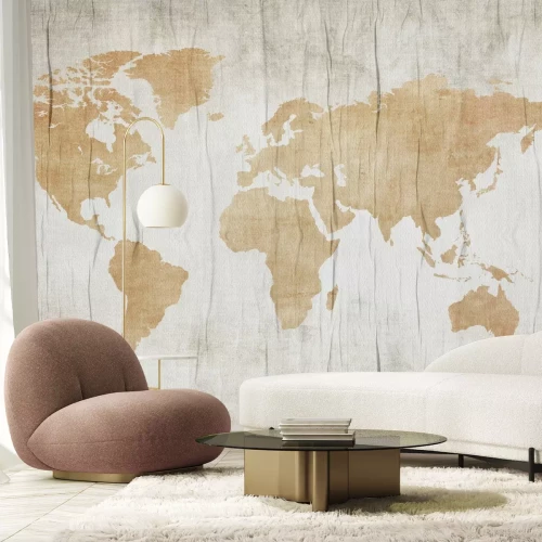 Fototapete Weltkarte auf einem Vintage-Holzhintergrund