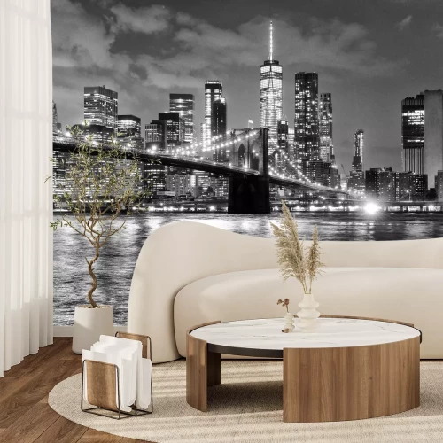 Fototapete Brooklyn Bridge in Schwarzweiß