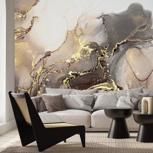 Fototapete Aquarell Marmor Hintergrund mit Gold