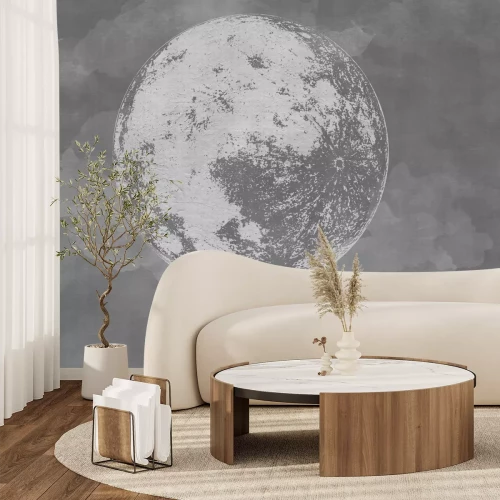 Fototapete Vollmond auf einem grauen strukturierten Hintergrund