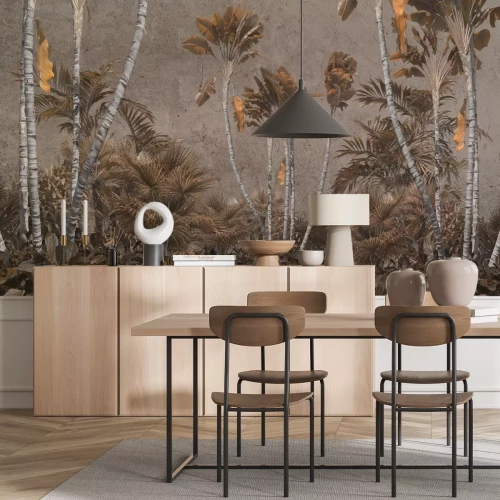 Fototapete Tropische Pflanzen und Palmen in herbstlichen Farben