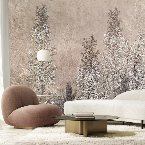 Fototapete Pflanzen auf beigem Betongrund