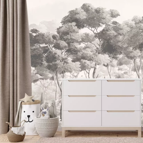 Fototapete Vintage-Landschaft eines üppigen Waldes