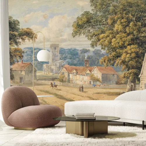 Fototapete Die idyllische Landschaft einer ländlichen Siedlung