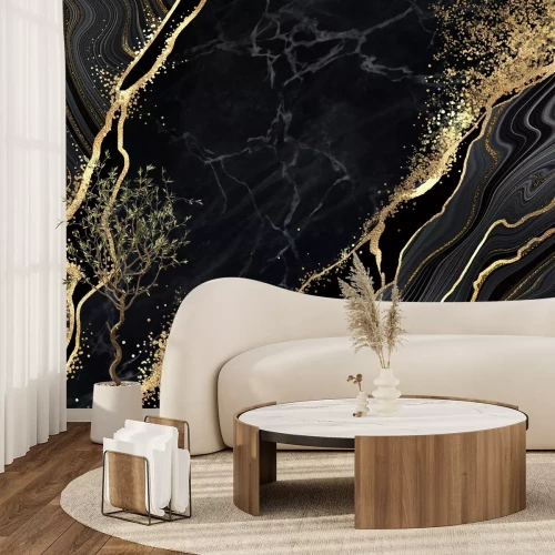 Fototapete Schwarzer Marmor mit goldenen Adern