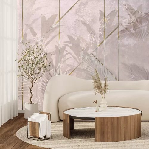 Fototapete Palmen mit goldenen Zierlinien