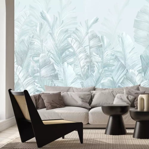 Fototapete Tropisches Bananenblattmuster in monochromen Farben