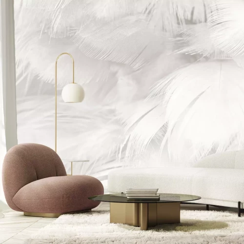 Fototapete Weiße Federn aus nächster Nähe