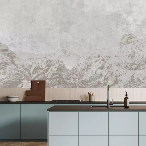 Fototapete Industrielandschaft mit Bergen