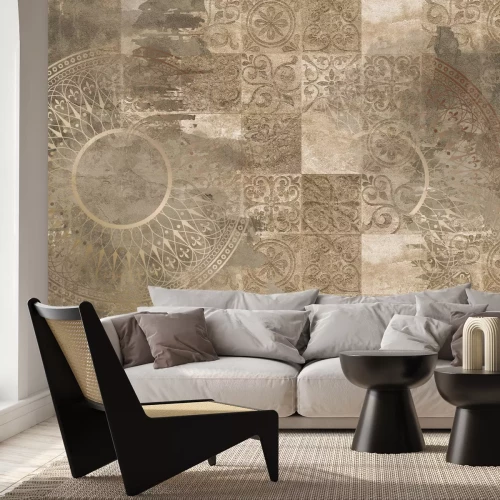 Fototapete Mandala zwischen Vintage-Ornamenten