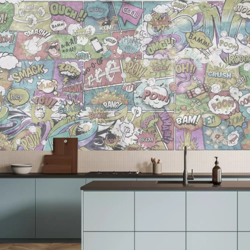 Fototapete Comic-Musterhintergrund mit Sprechblasen und Inschriften