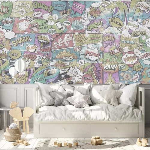 Fototapete Comic-Musterhintergrund mit Sprechblasen und Inschriften