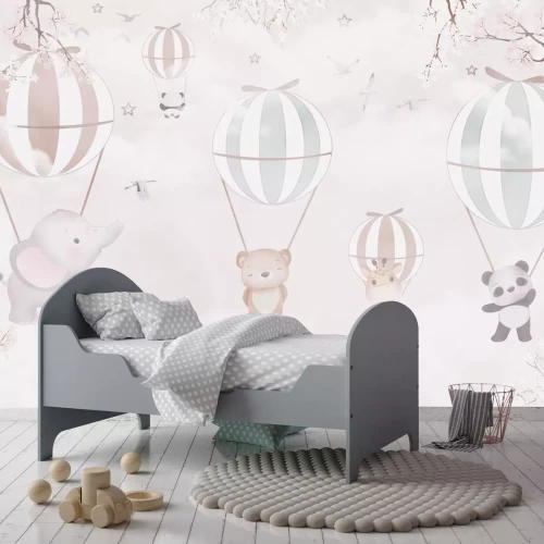 Fototapete Tiere mit Luftballons gegen den Himmel