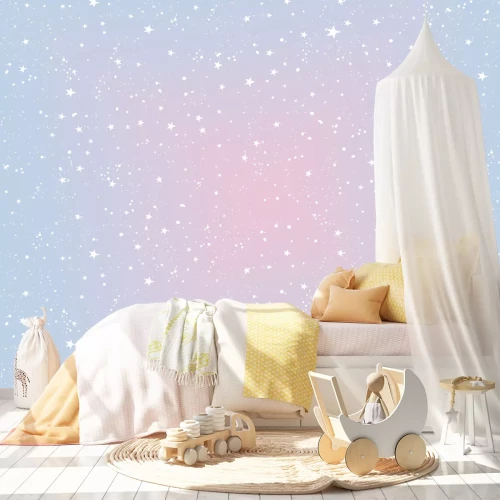 Fototapete Sterne am blau-rosa Himmel