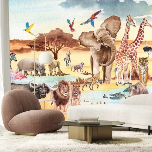 Fototapete Aquarelllandschaft eines Safaritiers