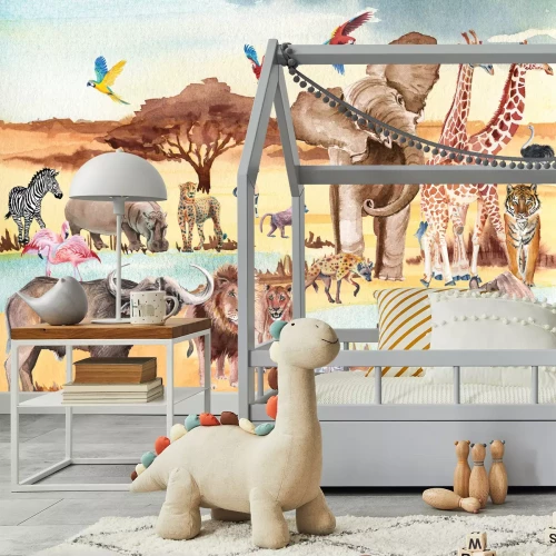 Fototapete Aquarelllandschaft eines Safaritiers