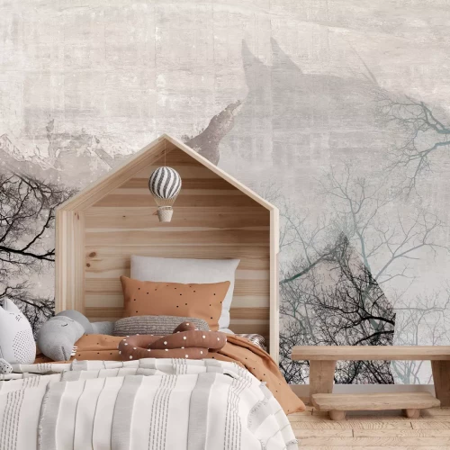 Fototapete Porträt eines Pferdes vor einem Hintergrund von Bäumen