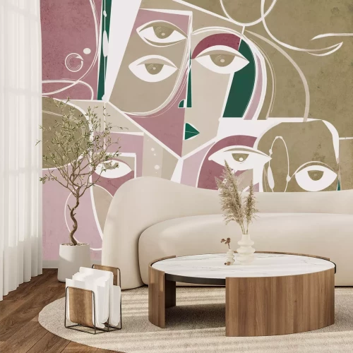 Fototapete Abstrakte Gesichter im geometrischen Stil