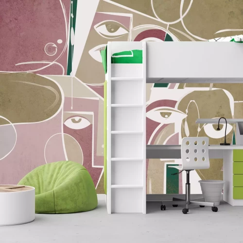 Fototapete Abstrakte Gesichter im geometrischen Stil