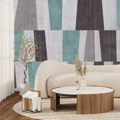 Fototapete Graues und blaues geometrisches Muster mit Textur