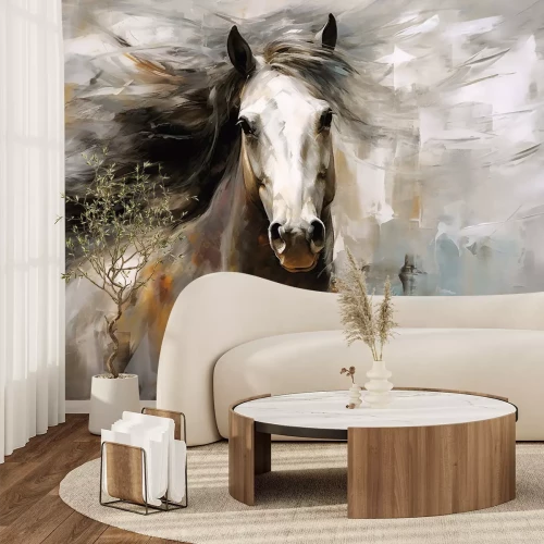 Fototapete Portrait eines Pferdes im Stil eines Gemäldes