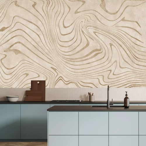 Fototapete Unregelmäßige Linien auf einem beigen Hintergrund geometrisches Muster