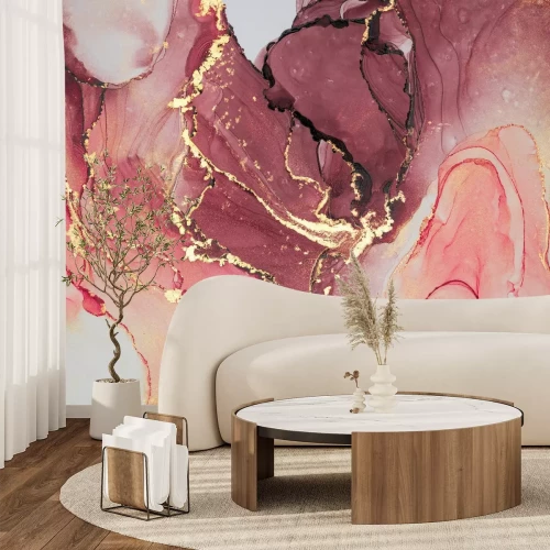 Fototapete Abstrakter Marmor in Rot und Gold