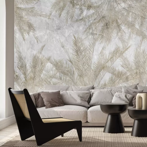 Fototapete Tropische Palmen auf einem grauen strukturierten Hintergrund