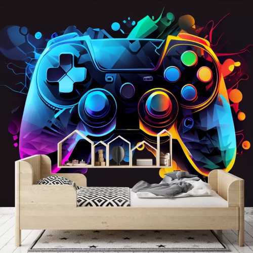 Fototapete Gamecontroller in einem abstrakten bunten Konzept
