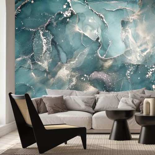 Fototapete Abstrakte Marmorkomposition in Türkisfarbe