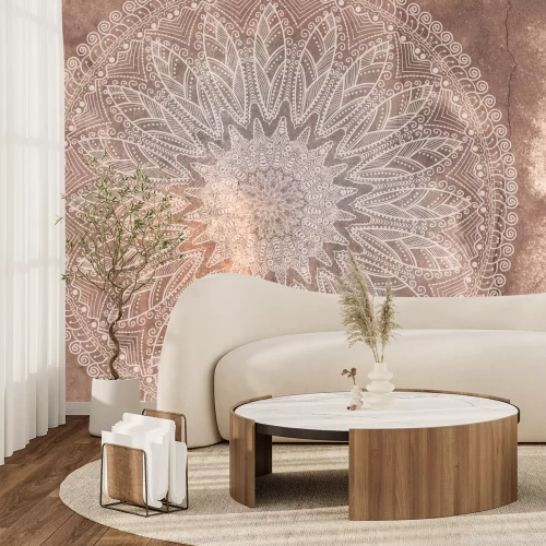 Fototapete Mandala auf braunem strukturiertem Hintergrund