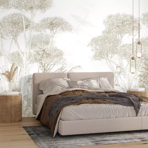 Fototapete Tropische Waldkomposition in Beige