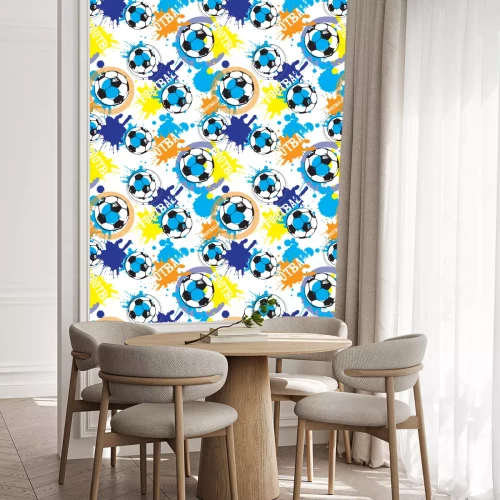 Tapete Fußball auf farbigem abstraktem Hintergrund