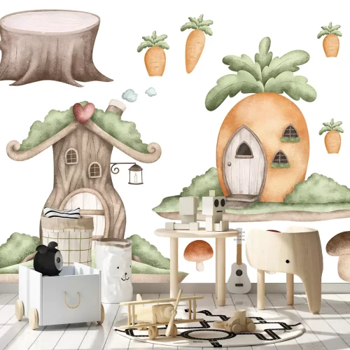 Sticker Aquarell-Märchenhäuser für Kinder