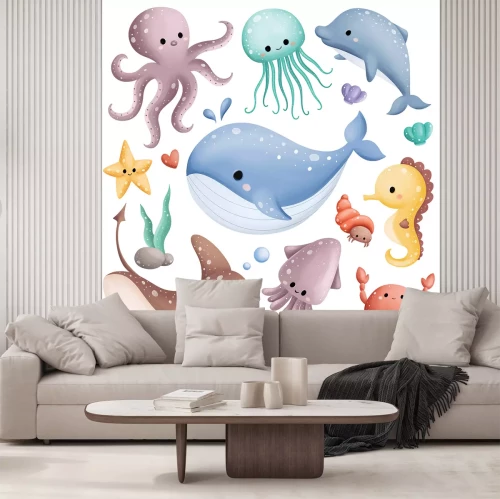 Sticker Farbenfrohe Meerestiere