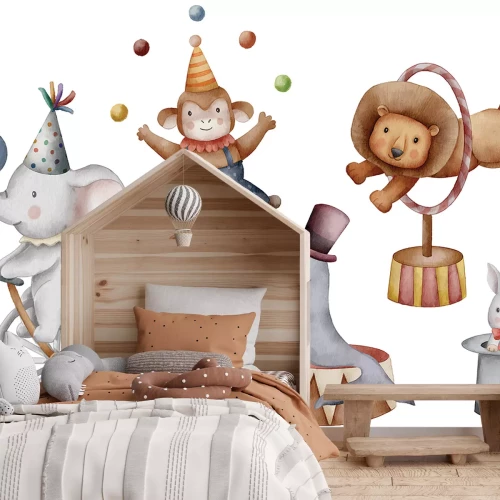 Sticker Aquarell-Tiere im Zirkusstil