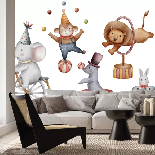 Sticker Aquarell-Tiere im Zirkusstil