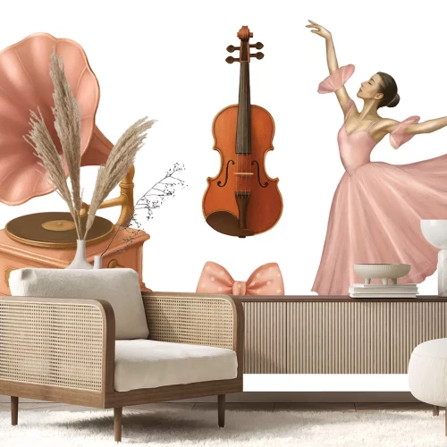 Sticker Ballerina Grammophon und Violine