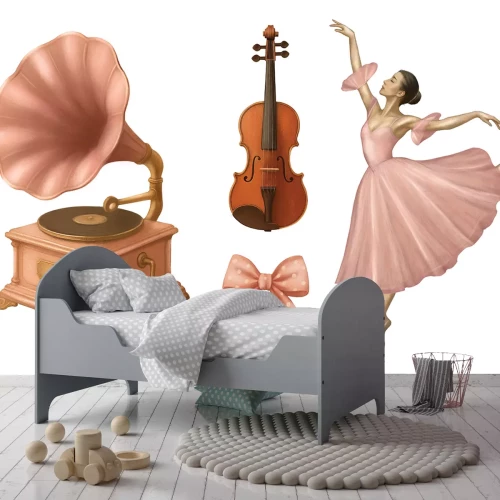 Sticker Ballerina Grammophon und Violine