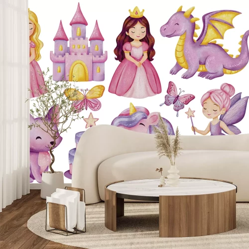 Sticker Märchenhaftes Prinzessinnenschloss-Einhorn-Muster