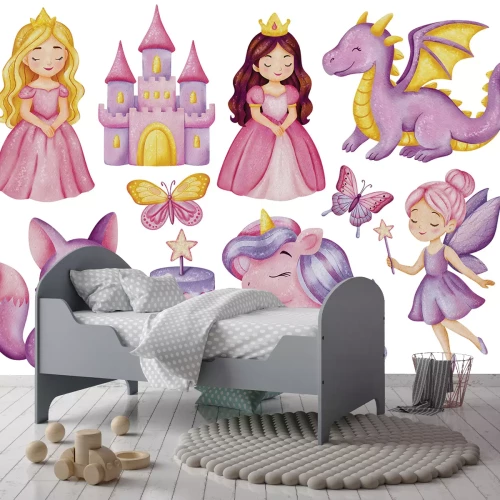 Sticker Märchenhaftes Prinzessinnenschloss-Einhorn-Muster