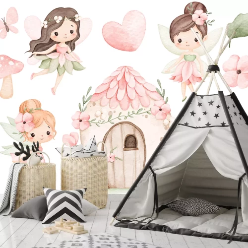 Sticker Aquarell-Feen und Blumen