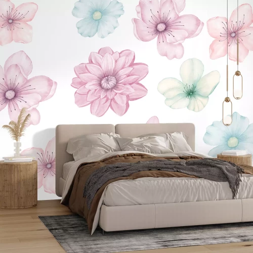 Sticker Pastellblumen im Aquarellstil