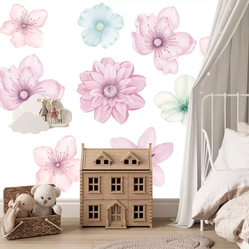 Sticker Pastellblumen im Aquarellstil